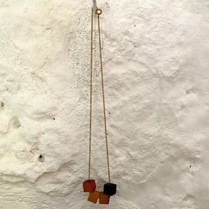 APC wooden block bead gold chain necklace